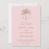 カスタムモノグラム結婚のロゴパームツリー招待状 招待状 (正面)