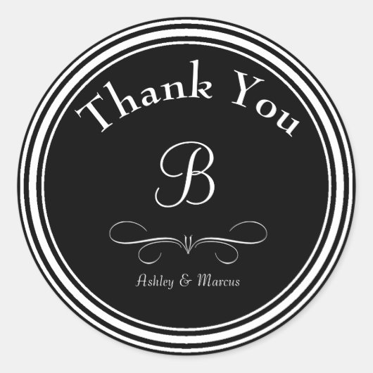 カスタムモノグラム結婚の丸ステッカー ラウンドシール (正面)