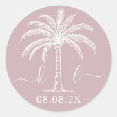 カスタムモノグラム結婚ロゴパームツリー ラウンドシール (正面)