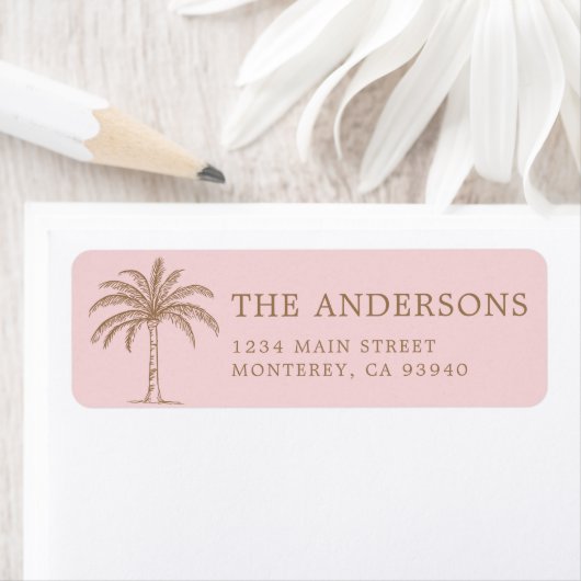 カスタムモノグラム結婚ロゴパームツリー ラベル (インサイチュ)