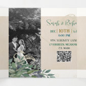 カスタムモノグラム赤面結婚フローラの写真 三つ折り招待状 (内部中)