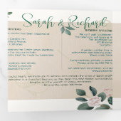 カスタムモノグラム赤面結婚フローラの写真 三つ折り招待状 (内部最初)