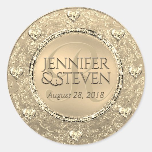 カスタムモノグラム金ゴールドグラムシ王室のール ラウンドシール (正面)