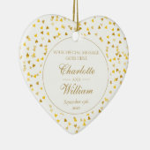 カスタムモノグラム金ゴールドハート結婚紙吹雪 セラミックオーナメント (右)