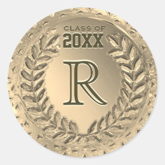 カスタムモノグラム金フェイク箔の卒業 ラウンドシール