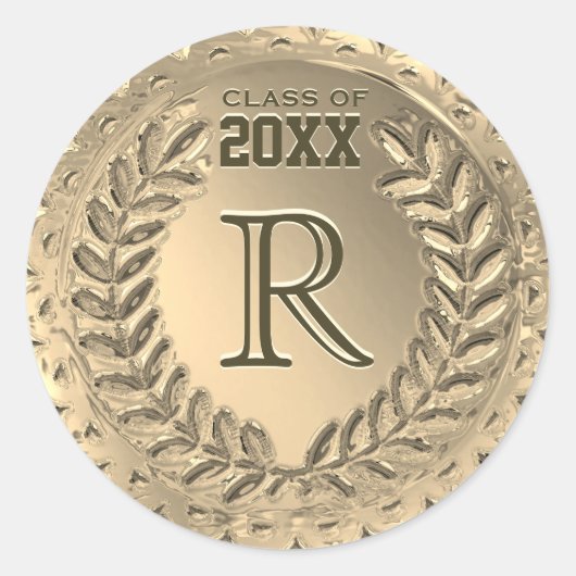 カスタムモノグラム金フェイク箔の卒業 ラウンドシール (正面)