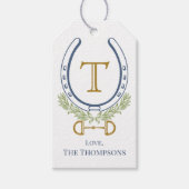 カスタムモノグラム青い馬靴パーソナライズされた、 ギフトタグ (正面)