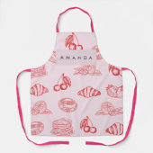カスタムモノグラム魅力的ガーリーさくらんぼイチゴ エプロン (正面)