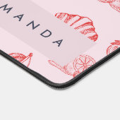 カスタムモノグラム魅力的ガーリーさくらんぼイチゴ デスクマット (コーナー)