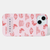 カスタムモノグラム魅力的ガーリーさくらんぼイチゴ Case-Mate iPhoneケース (裏面 (横))