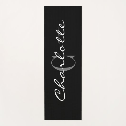 カスタムモノグラム黒ヨガマット ヨガマット (正面)