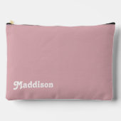カスタムモノグラム、ほこりっぽいピンクのレトロタイポグラフィ アクセサリーポーチ (正面)