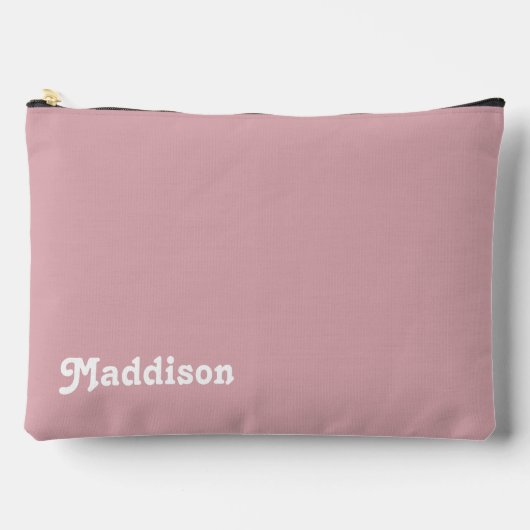 カスタムモノグラム、ほこりっぽいピンクのレトロタイポグラフィ アクセサリーポーチ (正面)
