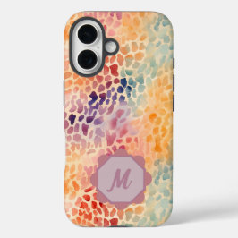 カスタムモノグラム エレガントな水彩画  iPhone 16ケース