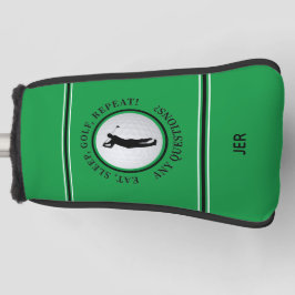 カスタムモノグラム グリーン Eat Sleep Golf Repeat ゴルフヘッドカバー