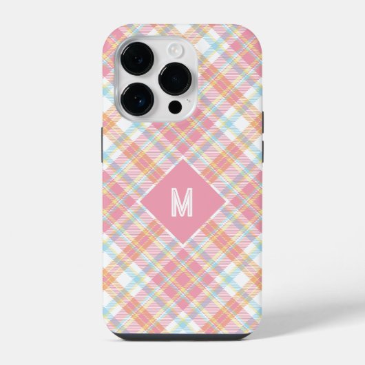 カスタムモノグラム チェック/タータン柄 iPhoneケース (裏面)