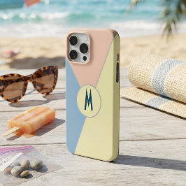 カスタムモノグラム パステルブルー&ピンクカラーブロック iPhone 15 PRO MAXケース