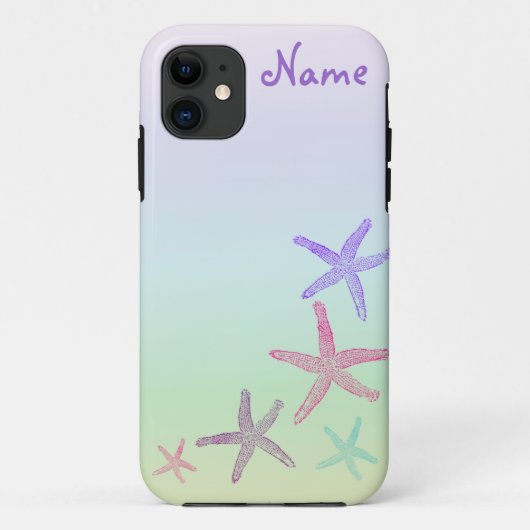カスタムモノグラム ヒトデ パステルカラー Case-Mate iPhoneケース (裏面)