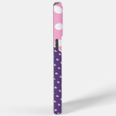 カスタムモノグラム、ピンク、紫、白水玉模様 Case-Mate iPhoneケース (裏面 / 右)