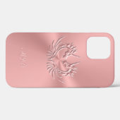 カスタムモノグラム、ピンク、鱗状ドラゴンハートケースマット Case-Mate iPhoneケース (裏面 (横))