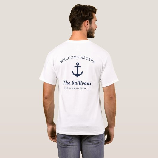 カスタムモノグラム ファミリーバケーション 海洋アンカー Tシャツ (裏面フル)