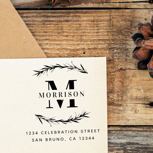 カスタムモノグラム&ファミリー名差出人住所 ラバースタンプ