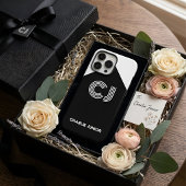 カスタムモノグラム ブラック&ホワイト 幾何学アールデコ Case-Mate iPhoneケース