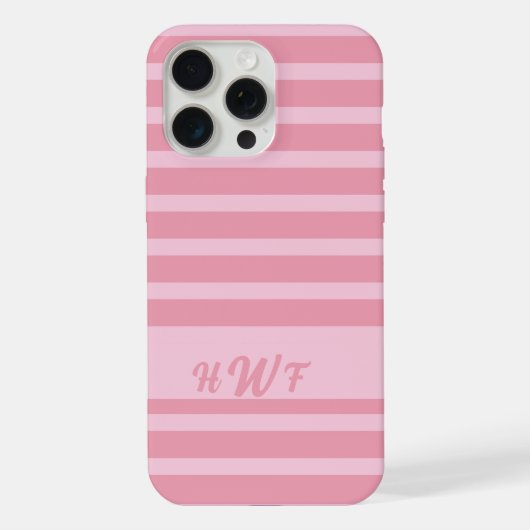カスタムモノグラム モノクロ ブッシュピンク iPhoneケース (裏面)