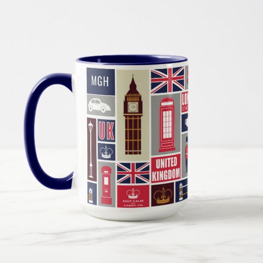 カスタムモノグラム ロンドン イギリス アイコン マグカップ (左)