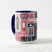 カスタムモノグラム ロンドン イギリス アイコン マグカップ (正面左)
