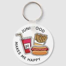 カスタムモノグラム&文字ホットドッグ&フライスのキーチェーン キーホルダー