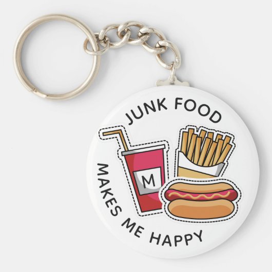 カスタムモノグラム&文字ホットドッグ&フライスのキーチェーン キーホルダー (正面)