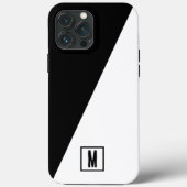 カスタムモノグラム 黒と白の幾何学的な分割デザイン Case-Mate iPhoneケース (裏面)