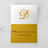 カスタムモノグラム「D」カードブラウンと金ゴールド ノートカード (内部)