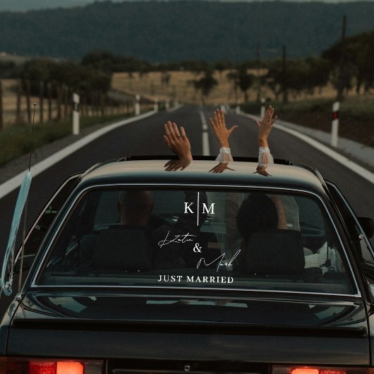カスタムモノグラム Just Married 車 ウェディングバナー ウィンドウサイン