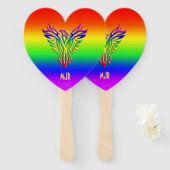 カスタムモノグラム、LGBTレインボープライドフェニックスライジング ハンドファン (正面&裏面)