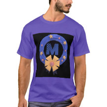 カスタムモノグラム M シンボルイニシャル パープルTシャツ