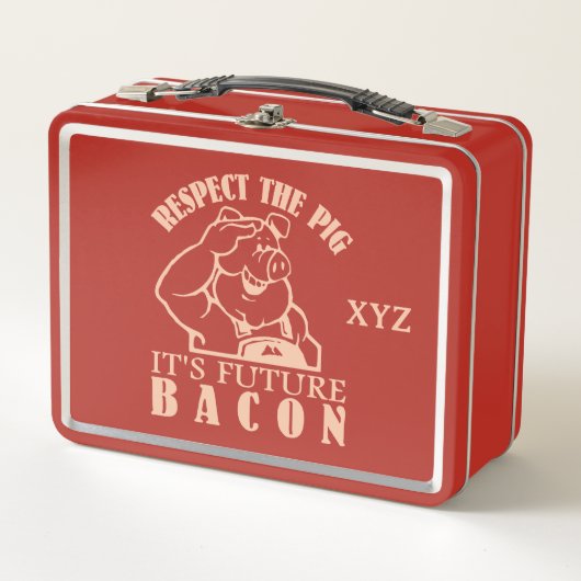 カスタムモノグラム PIG TO BACON メタルランチボックス (正面)