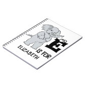 カスタムモノグラムEは可愛いカラフルゾウ用 ノートブック (左側)