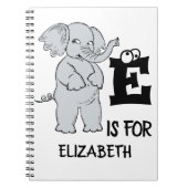 カスタムモノグラムEは可愛いカラフルゾウ用 ノートブック (正面)