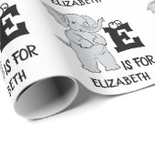 カスタムモノグラムEは可愛いカラフルゾウ用 ラッピングペーパー (ロールコーナー)