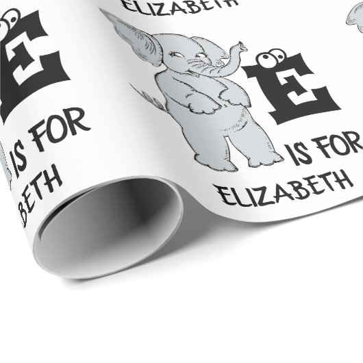 カスタムモノグラムEは可愛いカラフルゾウ用 ラッピングペーパー (ロールコーナー)