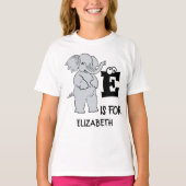 カスタムモノグラムEは可愛いカラフルゾウ用 Tシャツ (正面)