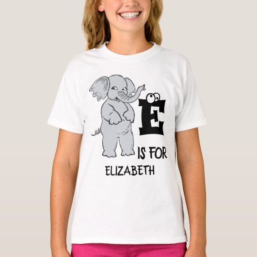 カスタムモノグラムEは可愛いカラフルゾウ用 Tシャツ (正面)