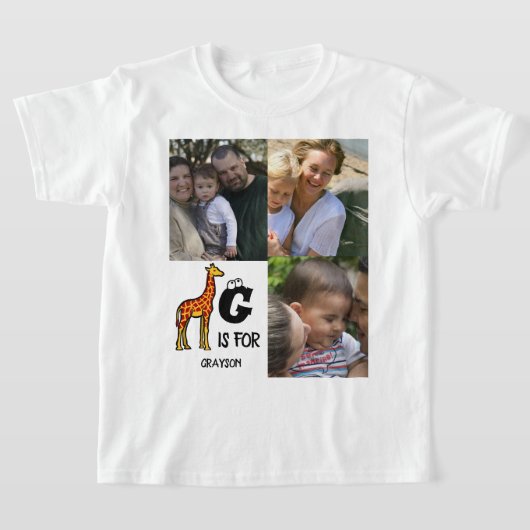 カスタムモノグラムGはキリンのかわいいキリン Tシャツ (レイダウン)