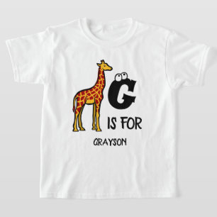 カスタムモノグラムGはキリンのかわいいキリン Tシャツ