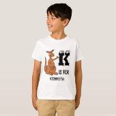 カスタムモノグラムKはカンガルー愛らしい Tシャツ (正面フル)