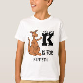カスタムモノグラムKはカンガルー愛らしい Tシャツ (正面)