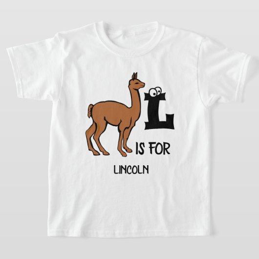 カスタムモノグラムLはラマ愛のアルパカ用 Tシャツ (レイダウン)