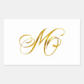 カスタムモノグラムM金フェイク箔モノグラムイニシャル 長方形シール (正面)